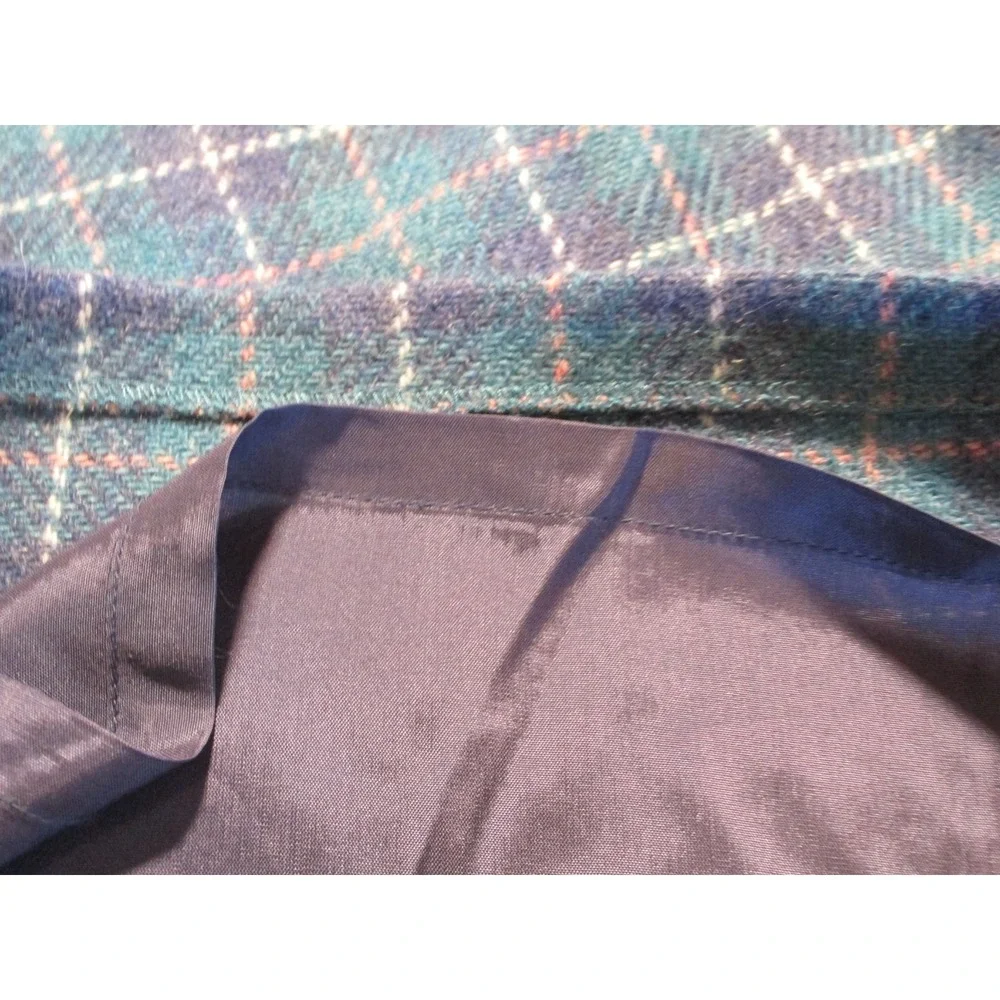 J. CREW Midi Tartan Plaid Skirt Women 14 Blue Wool Blend Belt Academia Old Money